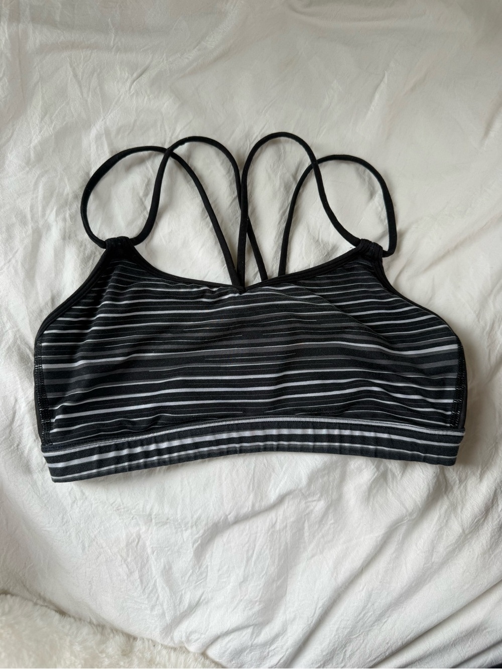 Lululemon Black & Gray Striped Sports Bra